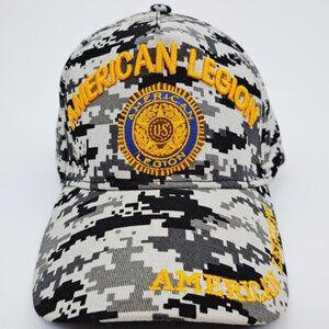 Retro Patriotic Veteran American Legion Camouflage Hat Cap Embroidered Strapback